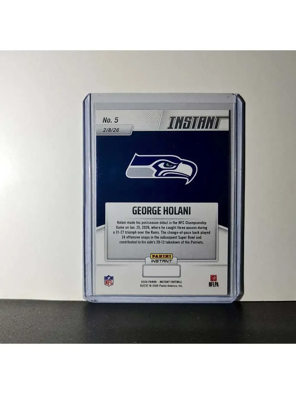 George Holani 2026 Panini NFL Super Bowl LIX Champions #5 Card Seattle Seahawks